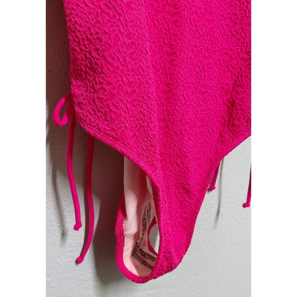 No Boundaries Women's XL 15-17 Pink High Leg One Piece Swimsuit Lace Up NWT